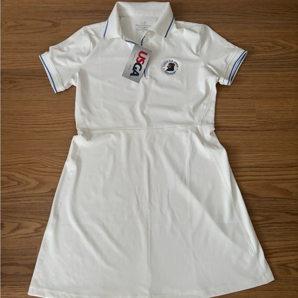 Vineyard Vines White Polo Dress Athletic Raglan Short Sleeve- USGA, Oakmont NWT
